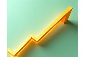 Gráfico abstracto mostrando el crecimiento de las tendencias, con iconos de salud y bienestar.