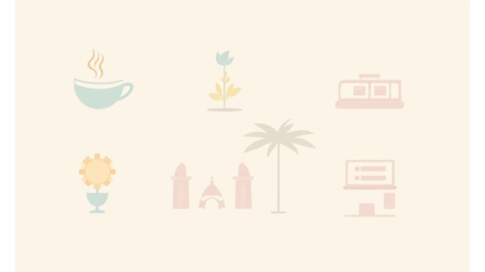 Colección de iconos que representan actividades diarias en Madrid (taza de café, metro, portátil, almohada) combinados con elementos de mindfulness (flor de loto, ojos cerrados), sobre un fondo suave y armonioso.