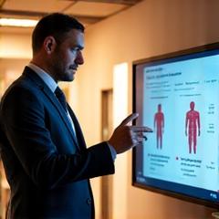 Nutricionista funcional explicando algo en un ipad.