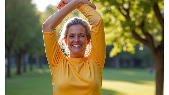 Video testimonial de una mujer madrileña satisfecha con su programa VidayBien, sonriendo y activa en un parque.